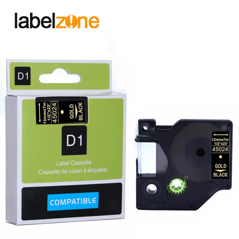 Ouro em Preto Impressora de Etiquetas Fitas de Etiquetas Laminadas para Impressora Pces Compatível Dymo d1 Labelmanager 160 10 12mm 45024 - Imagem 2