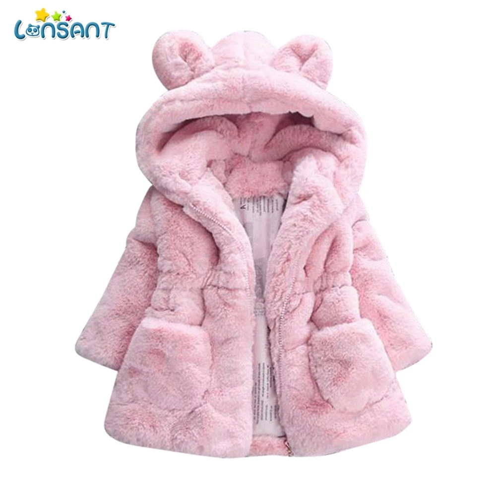 

LONSANT Baby Coat Infant Autumn Winter Jackets Girl Thick Warm Clothes Cute Rabbit Ear Hooded Coat Cloak Jacket Fashion Outwear