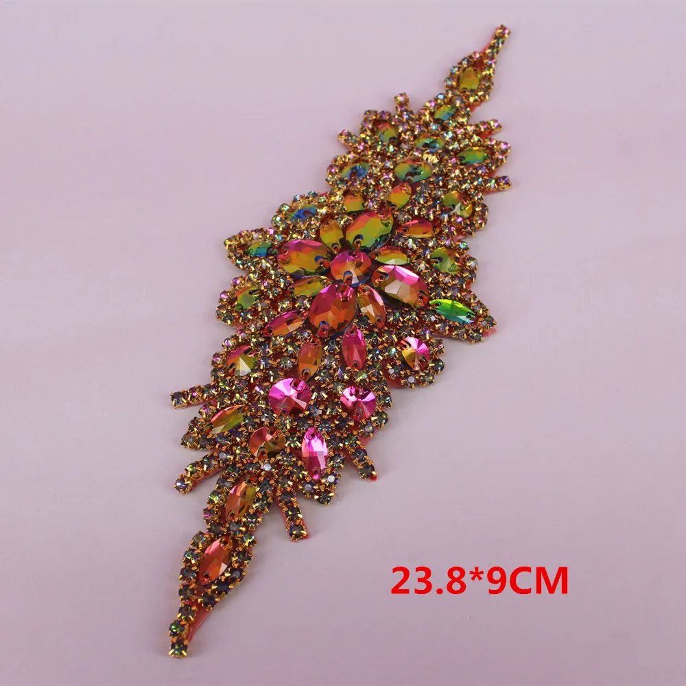 

24*9CM DIY Jewelry Fashion For Clothes Shoes Sandal Party Dress Bridal Sash Elegant Handmade Hot Fix Sewing Rhinestone Applique