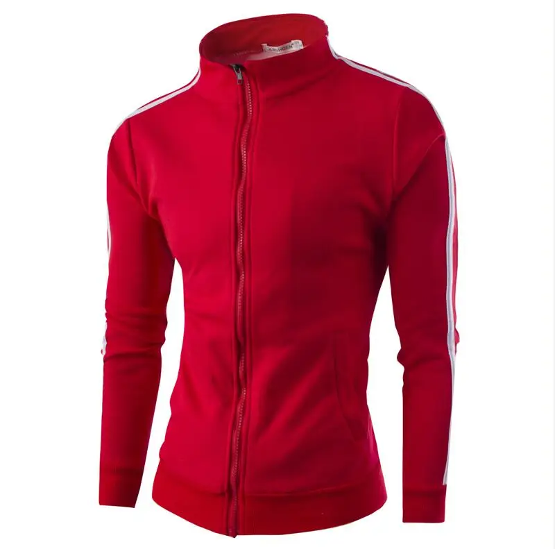 T-bird кардиган на молнии, толстовка, мужские толстовки с высоким воротником, брендовая Осенняя повседневная куртка, Спортивная мужская толстовка в полоску 4XL QAZ - Цвет: red