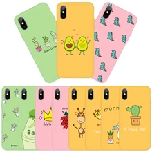 Красочный матовый чехол для телефона для Iphone 5, 5s, se XS Max X 10 6 6S 7 8 плюс милые животные кактус авокадо узор Чехлы мягкие из кожи TPU чехол