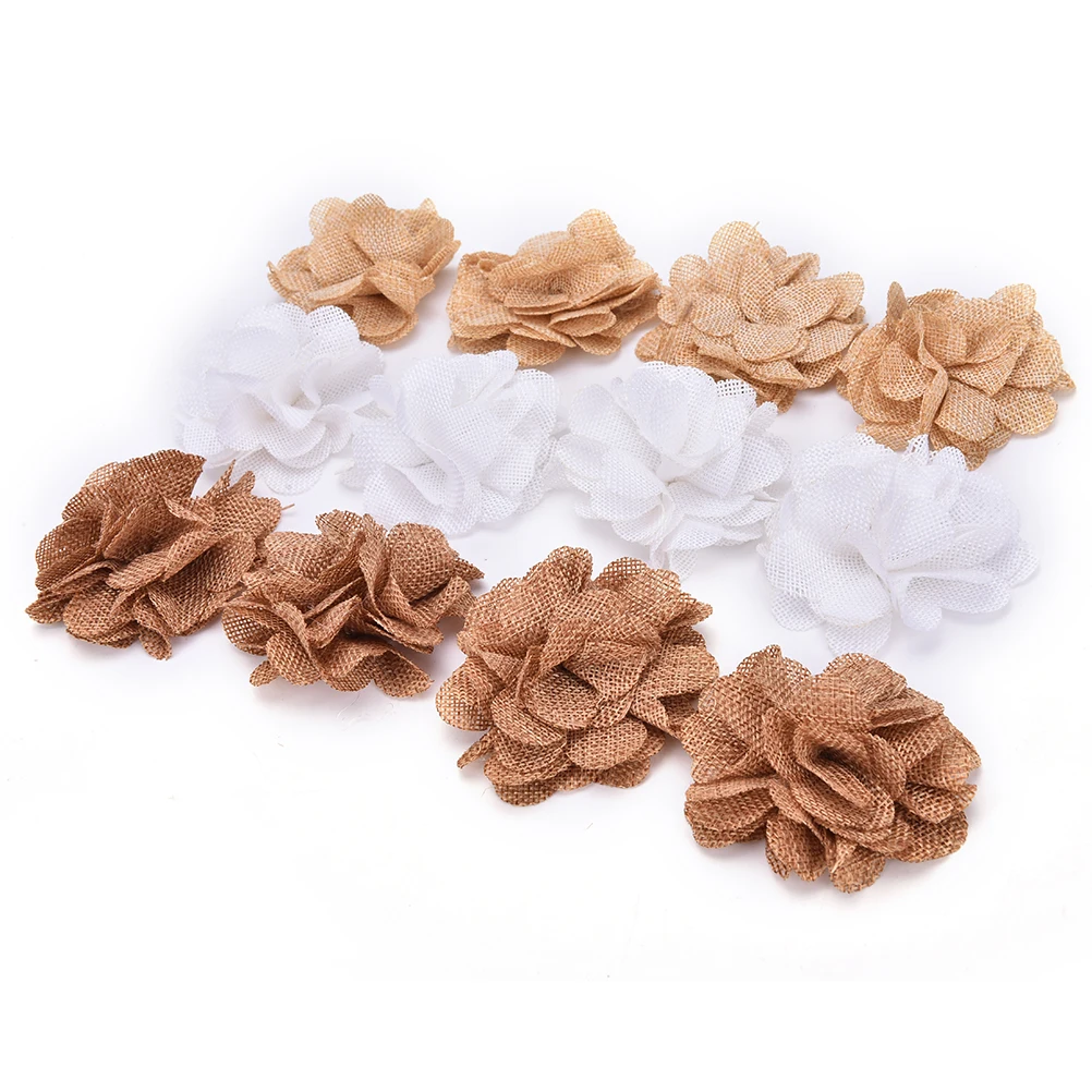 

Party Decoration Hat Craft DIY Accessories Natural Jute Burlap Hessian Flower Rose Handmade Vintage Wedding Decoration