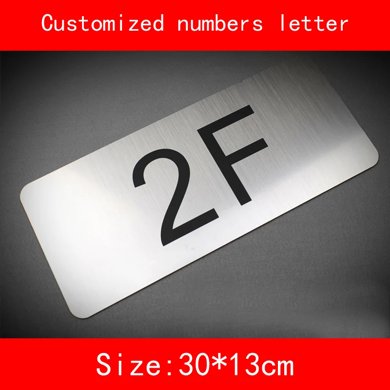 

size 30*13cm house number building number floor sign room number sliver brushed ABS Customize Numbers and letter not fade