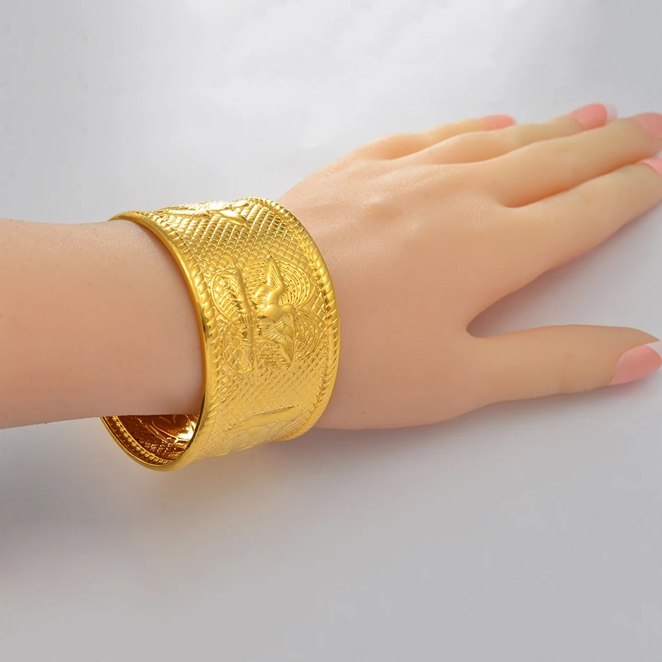 Anniyo ширина 3,6 см/вес около 83 г золотого цвета браслет браслеты для женщин и мужчин, ювелирные изделия, подарки#097206