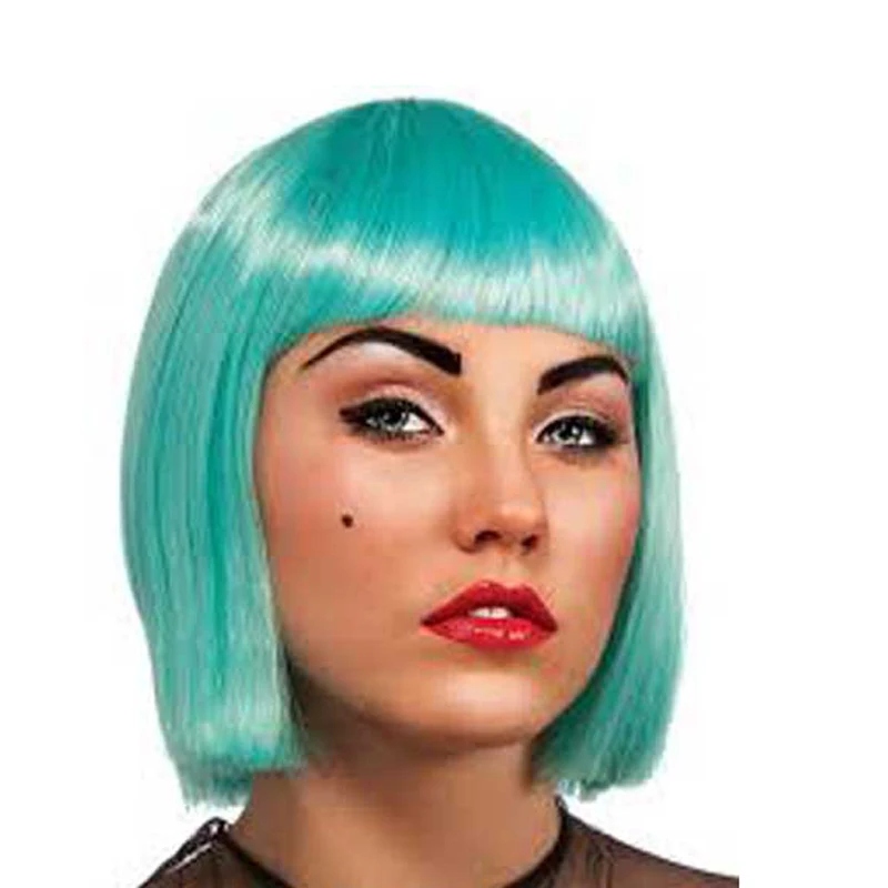 

LADY GAGA Short Green Fashion Halloween Straight Party Headwear