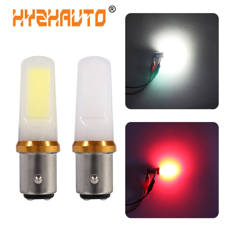 

HYZHAUTO 2Pcs 1157 BAY15D P21/5W LED Bulbs Car Brake Lights 3D COB LED Auto Stop Parking Lamp White Red Yellow 12V