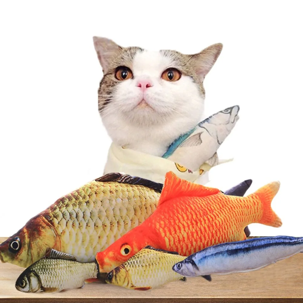 

Cat Favor Simulation Fish Cat Toys 30cm Catnip Catmint Stuffed Fish Shape Scratching Post Soft Short Plush Pet Product