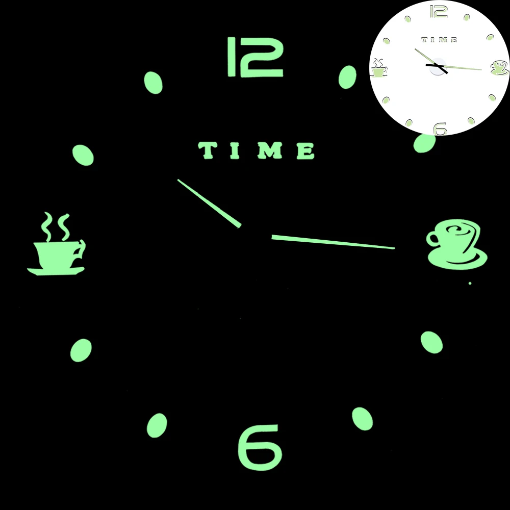 Кафе DIY большие настенные часы без рамы гигантские настенные часы современный дизайн кафе кофейная кружка кофейные зерна Настенный декор кухонные настенные часы
