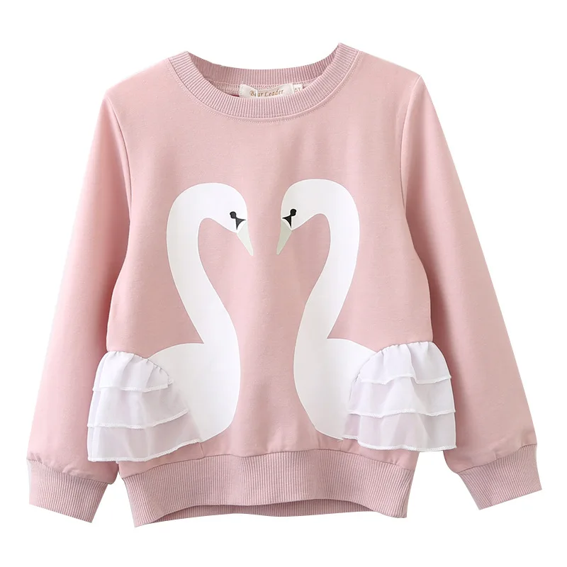 

baby girls clothes sweatshirts pullovers print swan children clothing cotton tshirts lovely long sleeve causal kids clothes tops