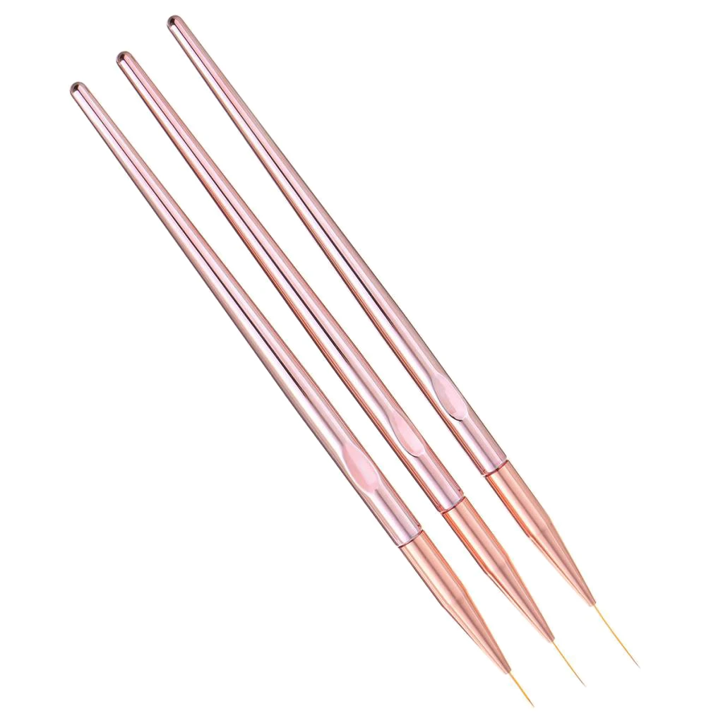 3 pcs  11,15,20 mm Ultra Fine Heads Nail Art Drawing Painting Pens Liner Brushes Polish Drawing Dotting Brush