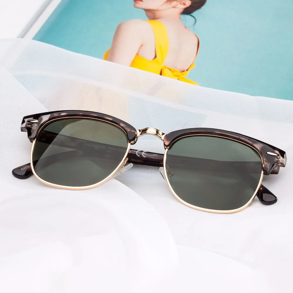 COLOSSEIN поляризованные солнцезащитные очки Женские Полурамка ручной работы мужские ретро очки бренд дизайнерские UV400 модные