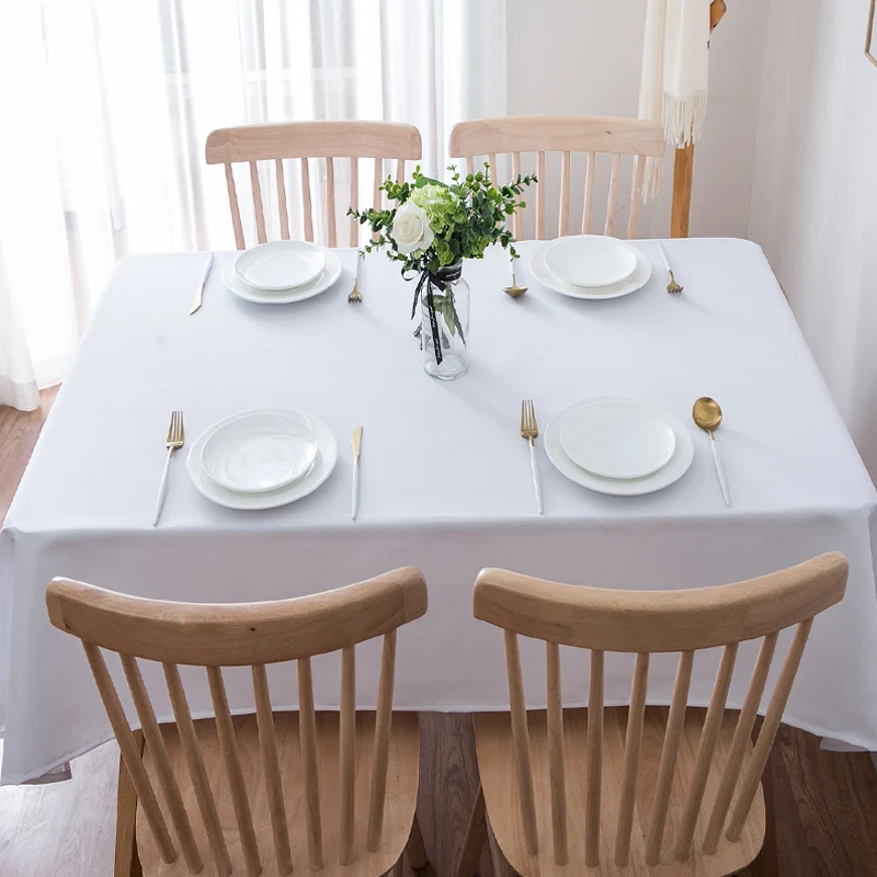 

Free Shipping Solid Color White Fabric 100% Cotton and Linen Restaurant Tablecloth Custom Wedding Round Square Tablecloth
