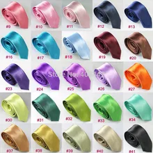 " полиэстер тонкий сплошной цвет тонкий узкий галстук модные обтягивающие Галстуки Школьный Галстук Повседневный галстук Gravatas Cravate Цвет#21-40