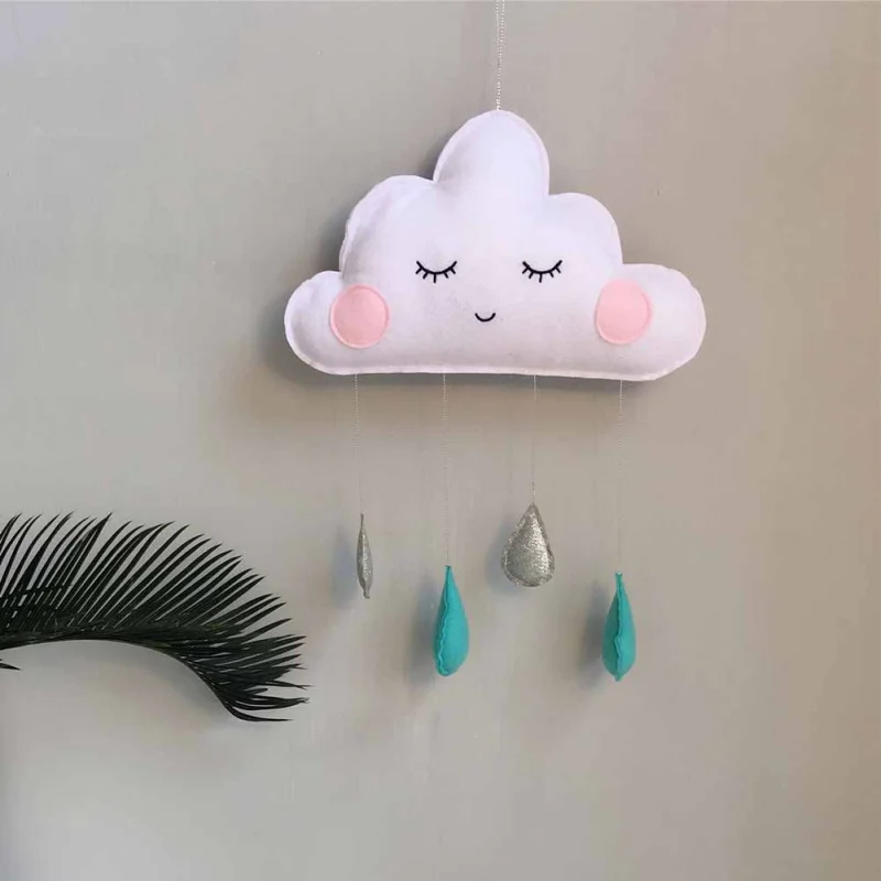Милые смайлические облака скандинавский ветер Детская комната домашнее облако капли дождя Декор настенной росписи наклейки подарки - Цвет: 2