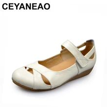 CEYANEAO/ г., весенняя женская обувь ручной работы повседневная обувь из натуральной кожи на плоской подошве с цветочным принтом женские лоферы, модная женская обувь на плоской подошве без застежки