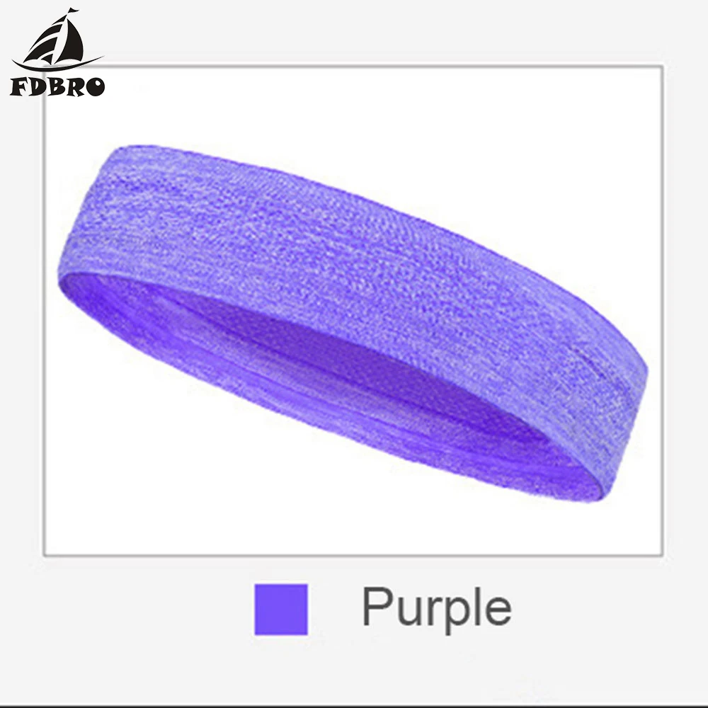 FDBRO 1 шт. Sweatband эластичная Йога бег фитнес пот полоса головная повязка лента для волос голова предотвращает пот полоса Спортивное оборудование - Цвет: Фиолетовый