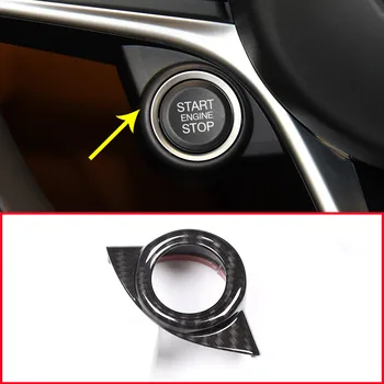 

Carbon fiber Style For Alfa Romeo Giulia Stelvio 2017 ABS Matte Chrome Interior Start Engine Stop Cover Trim Car Accessories