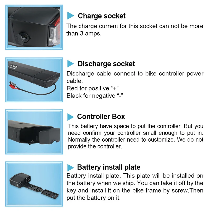 Excellent Rear Rack Electric Bike Batteries 36v 13ah Ebike Lithium ion Battery with Samsung Cell for 36V 500W 350W Motor 5