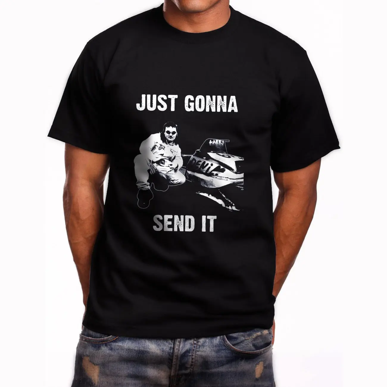 Just Gonna Send It Larryenticer Short Sleeve Men's Black T-Shirt Size S to 5XL | Мужская одежда