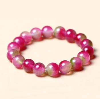 

Beautiful color Natural watermelon crystal bracelet Authentic crystal chalcedony act the role ofing tasted Comely female style