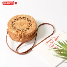 Ротанговая пятиконечная звезда полый женский мешок Мори корзина Пинцет ретро сумки мессенджер художественная ручная тканая сумка PU ремень