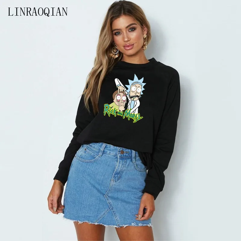 

Fashion Rick And Morty Hoodies Women PEACE AMONG WORLDS Sweatshirts Women Cotton Long Sleeve Black White Hoodie Sudadera Mujer