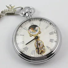 SEWOR Топ люксовый бренд Простой Модный moon phase маленький секундный дисплей серебряные спортивные Механические карманные часы C228