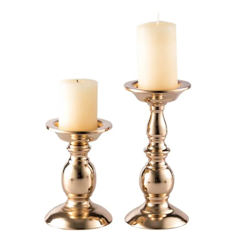 

European Style Candle Holder Gold Metal Candlestick for Wedding Centerpiece Home Decorative Ornaments