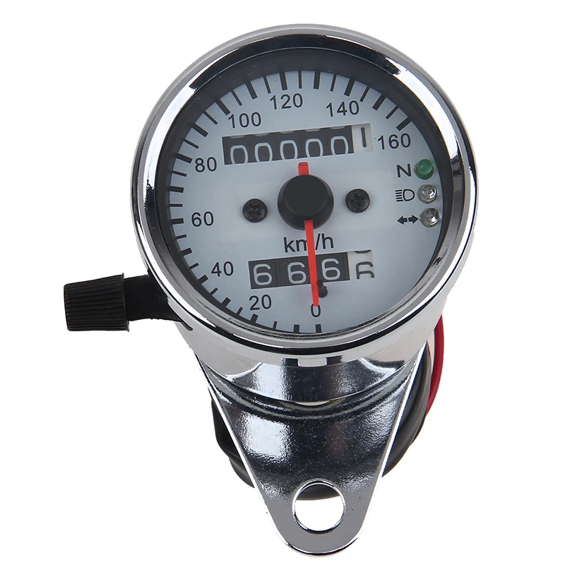 Universal Chrome Scootor Motorcycle Dual Odometer Speedometer Gauge LED