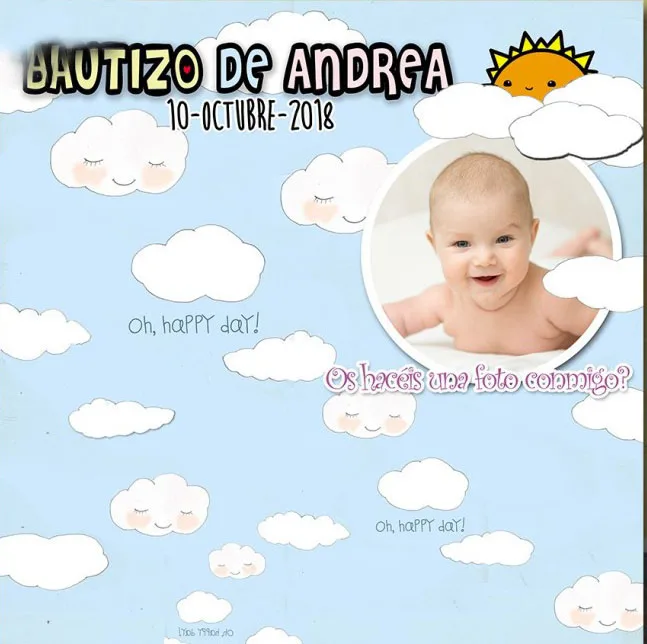 Пользовательские Photocall Bautizo лона Cielo Con Nubes небо белые облака Baby Shower фоны Компьютер печати фоны для дня рождения