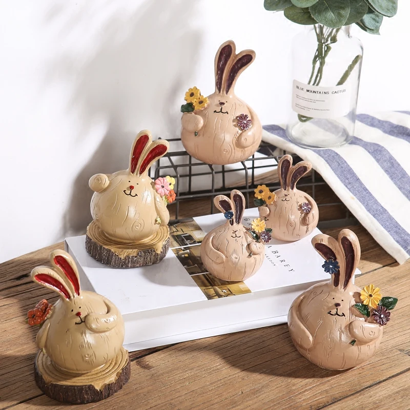 Wine Cabinet And TV Ornaments Garlic Fat Rabbit Creative Resin Home Crafts Lovely Small Accessories | Дом и сад