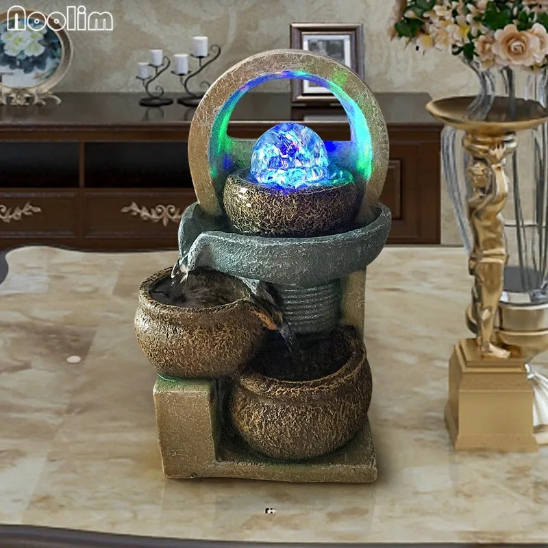 Полимерные фонтанчики бак для воды Водопад Фэн колесо шуй домашний офис настольный фонтан фигурки украшение открытие подарок