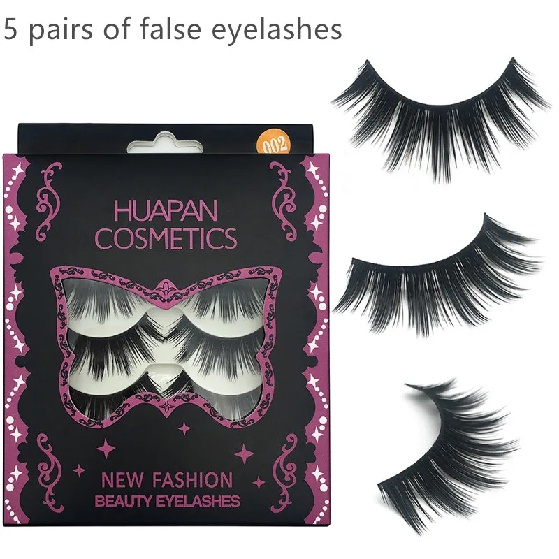 

New 5 pairs of handmade false eyelashes extended makeup 3D false eyelashes long and messy cross eyelash beauty