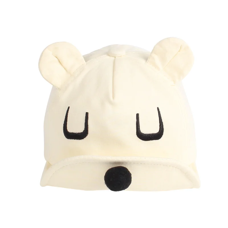Soft Baby Baseball Cap Bear Ears Baby Hat  Cotton Autumn Infant Cap For Boys Girl Solid Cartoon Sun Hat Black Pink Gray Kids Cap (6)