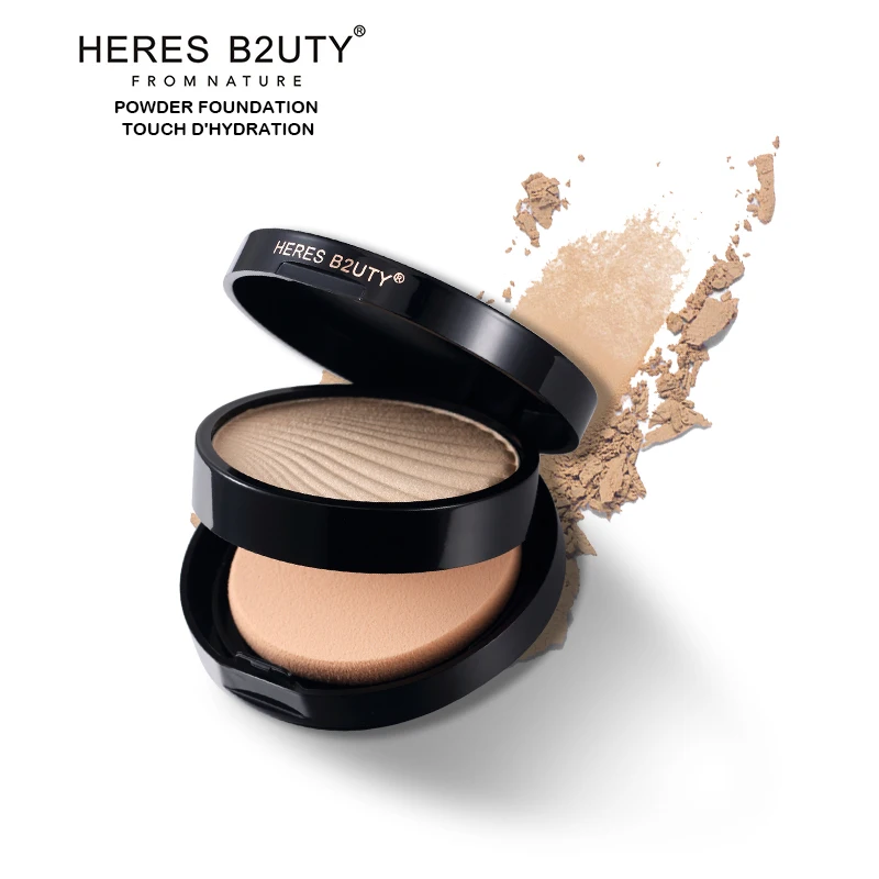 

Brand HERES B2UTY New 6 Color Pressed Powder Foundation Faces Brightening Long-lasting Waterproof Moisturizing Powder with Puff