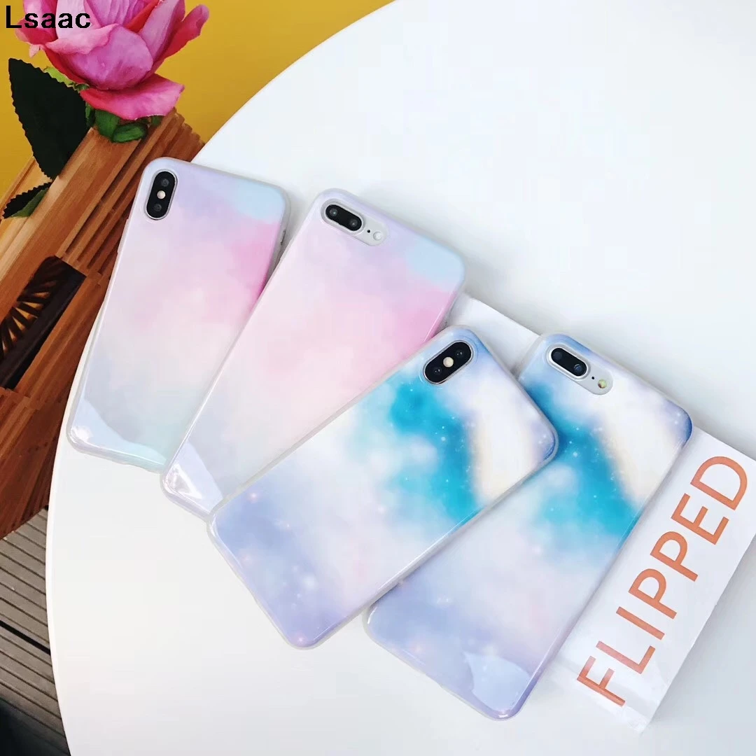 

Candy Color Smooth Phone Case For iphone X Case For iphone 6 6S 7 8 Plus Fashion Back Cover Lovely Cartoon Sky Cases Coque