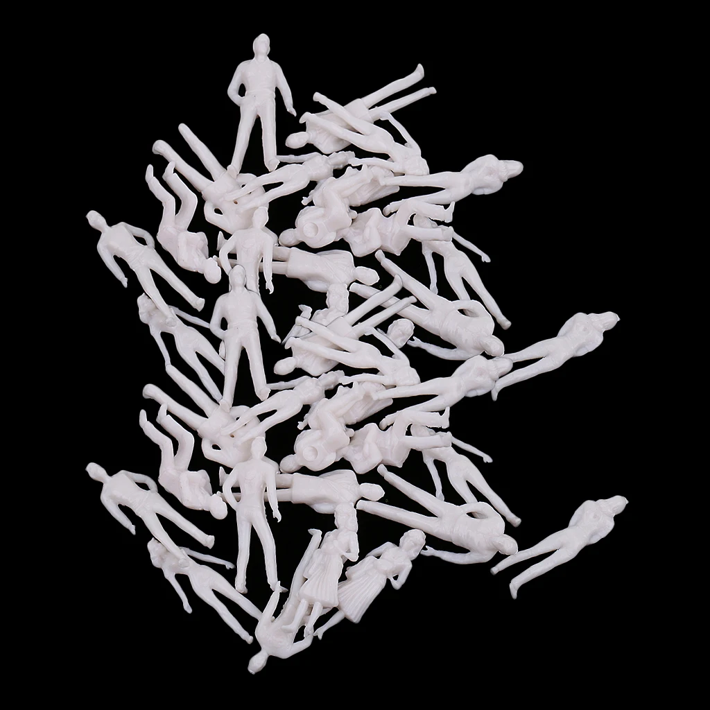 40x 1/50 Scale Model White Figures/People Train Layout Diorama Accessories