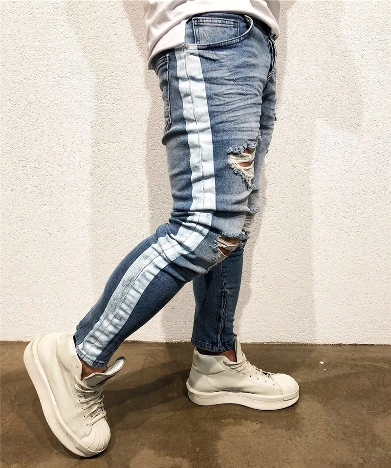 Ripped Gloria Jeans Men Hip Hop Hole Denim Jeans Cowboy Pencil Pants Fashion Skinny Denim Joggers Mens Jeans Calca Masculina