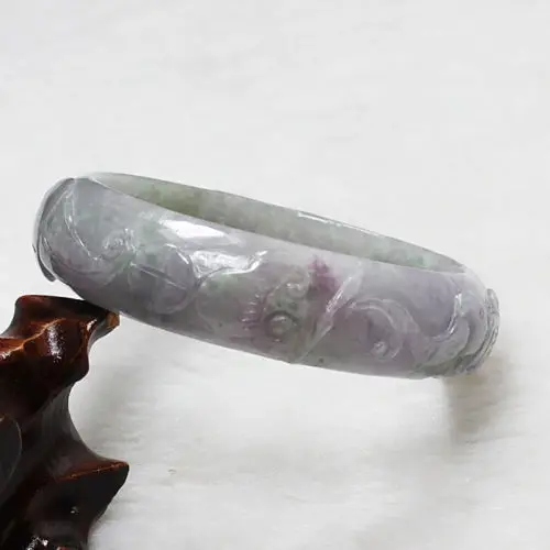 

02068 NATURAL BEAUTIFUL CHINA HAND-CARVED LAVENDER JADE GEMS BANGLE BRACELET