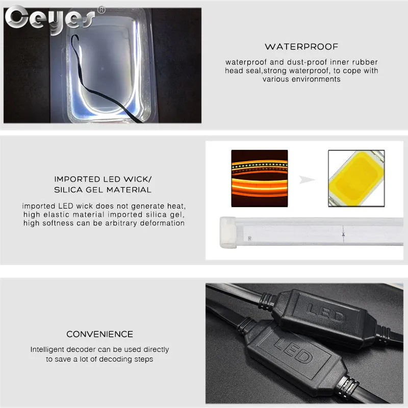 Ceyes 2 шт. Led DRL дневные ходовые огни сигнал поворота DRL светодиодные полосы автомобильные аксессуары тормозные боковые фары для авто