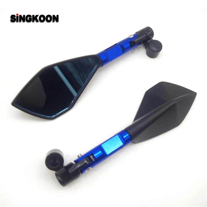 

8 10mm universal cnc motorcycle mirrors Blue Lens Rearview Side Mirror FOR honda cb500 cbf 600 cbr650f silver wing jawa 350