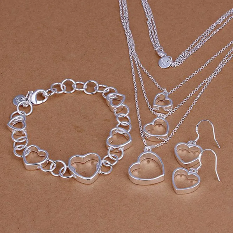 

Silver plated jewelry sets, sterling-silver-jewelry jewelry set Flat Hollow Heart Earrings /QHNDIARC 0