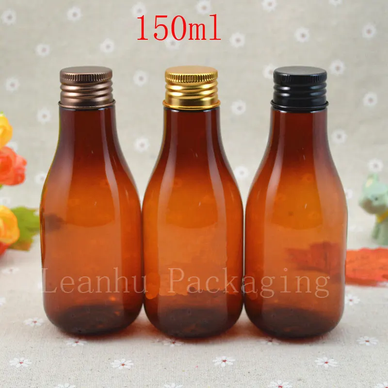 

150ML Empty Brown Plastic Bottle Screw Cap , 150CC Lotion / Toner Travel Packaging Bottle , Empty Cosmetic Container