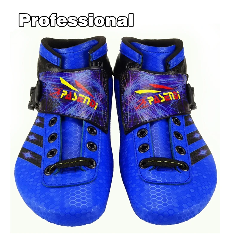 

PASENI Professional Carbon Fiber Racing Speed Skate Shoes Adults/Child Race blue Skates Boots Top Level Inline Skating shoes