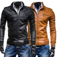 Много карманов мужских повседневных кожаных повседневных пальто цвета PU