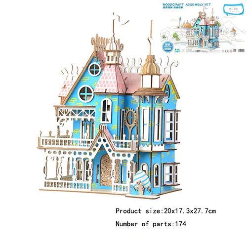 Деревянные поделки, деревянные головоломки, Китайская традиционная архитектурная модель - Цвет: villa