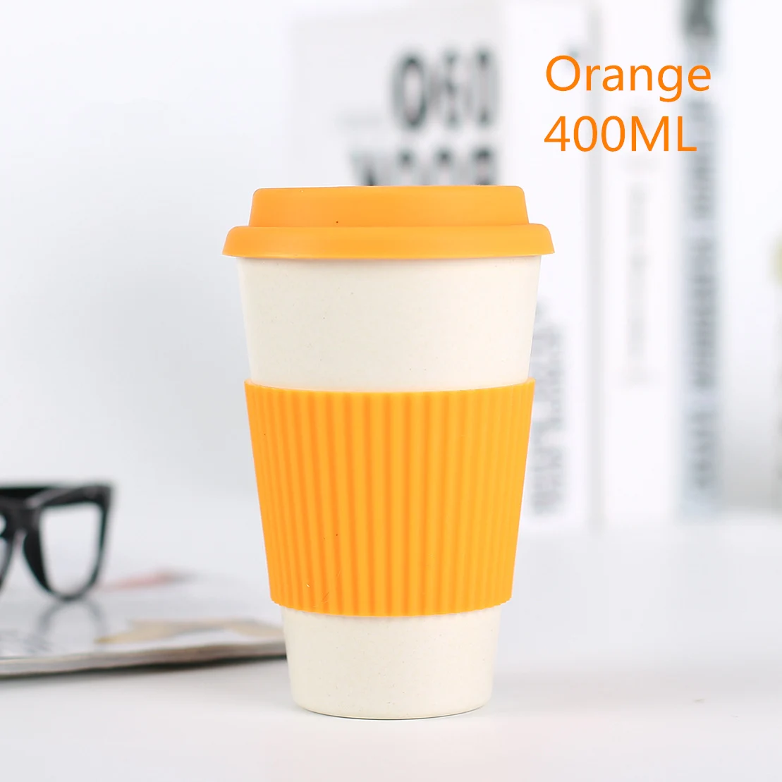400 мл Эко-дружественные бамбуковые волокна кофейная кружка молоко кружка с крышкой портативные пивные кружки чашки для чая чашка молока для офиса дома Drinkwares - Цвет: Orange