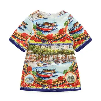 

Baby Girls Pattern Dress Girl Summer Dresses Kids Hlaf Sleeve Clothes For 100-150cm