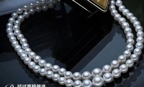 

FREE SHIPPING HOT sell new Style >>>> double strands 8-9mm natural south sea white pearl necklace 18"19