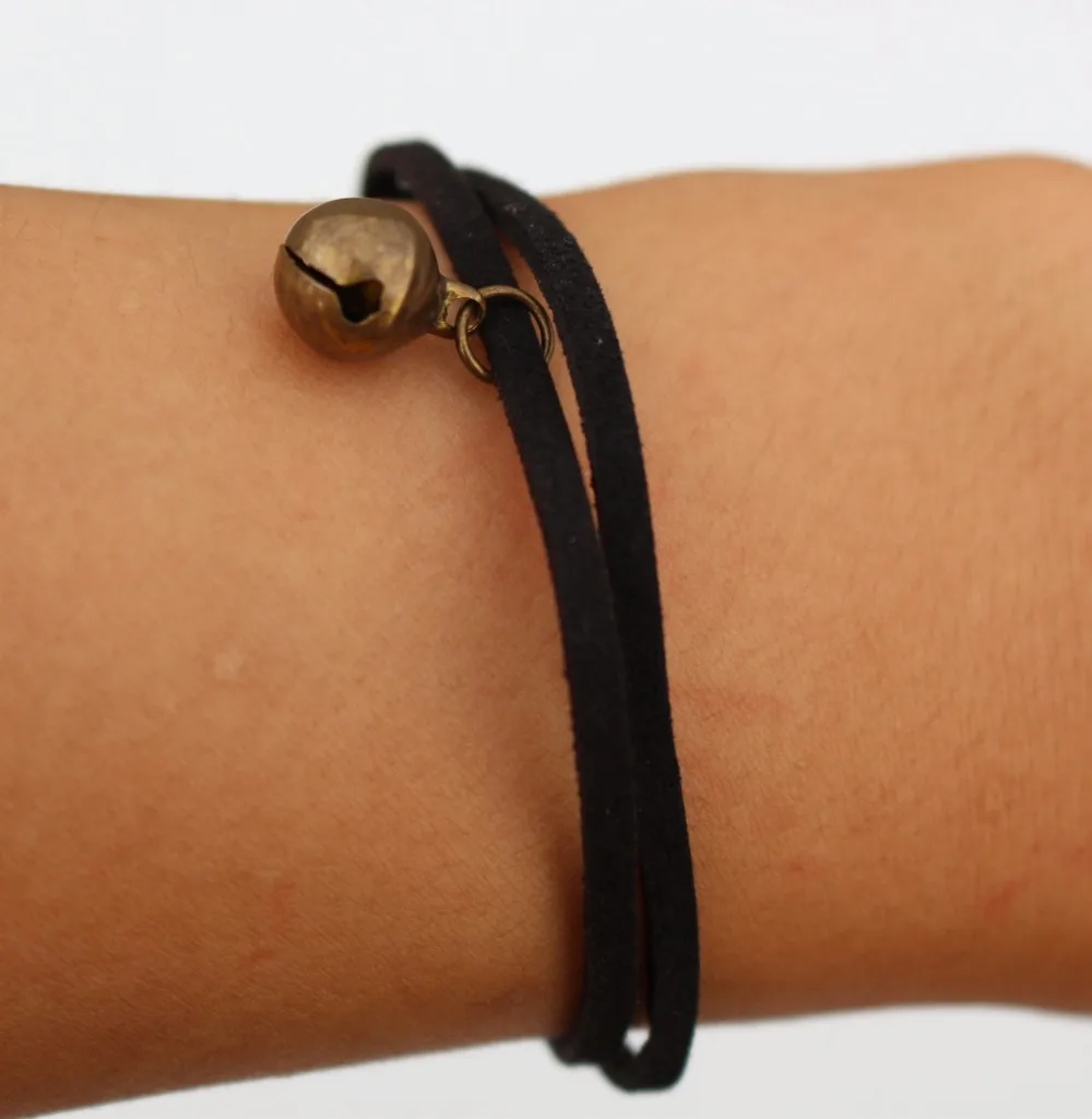 L166 pulseras панк готический новый мужской Bijoux Love винтажный колокольчик черный